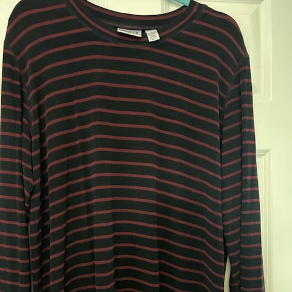 Long sleeved red and black striped top Size 2 (M)
